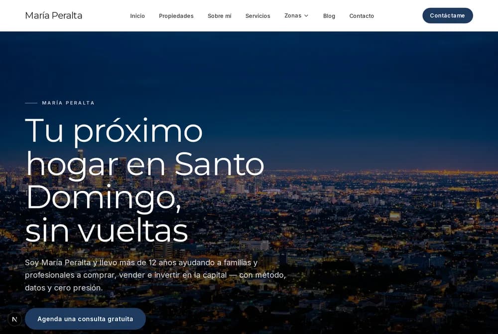Sitio de María Peralta, asesor inmobiliario en Santo Domingo
