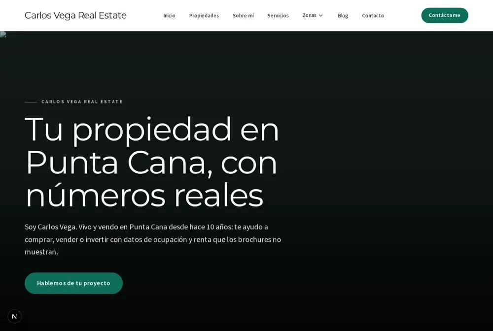 Sitio de Carlos Vega, asesor inmobiliario en Punta Cana